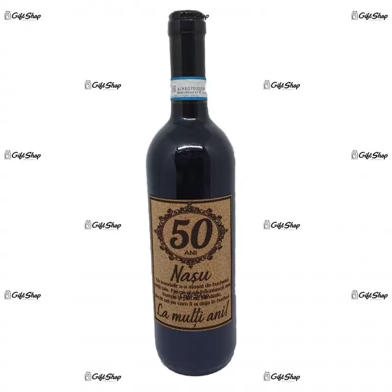 50 de ani nasul la multi ani, vin rosu cabernet sauvignon, demisec, 750ml, 13.5% alcool